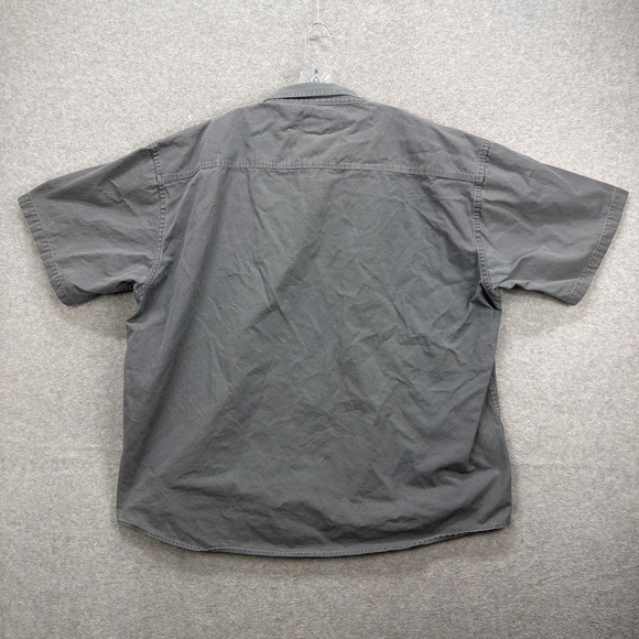 Cabelas Shirt Men XXXL Tall Grey Short Sleeve Heavy Canvas Work Utility Mechanic - Picture 3 of 7